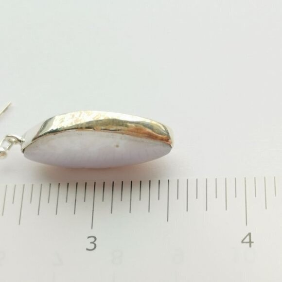 Blue Lace Agate freeform dangle earrings in Sterling Silver - Picture 4 of 9